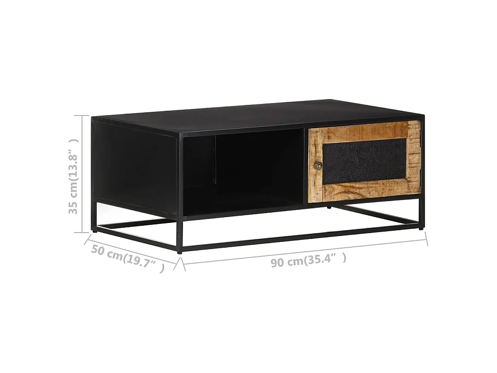 Couchtisch Beistelltisch 90x50x35 cm Raues Mangoholz -MN53477