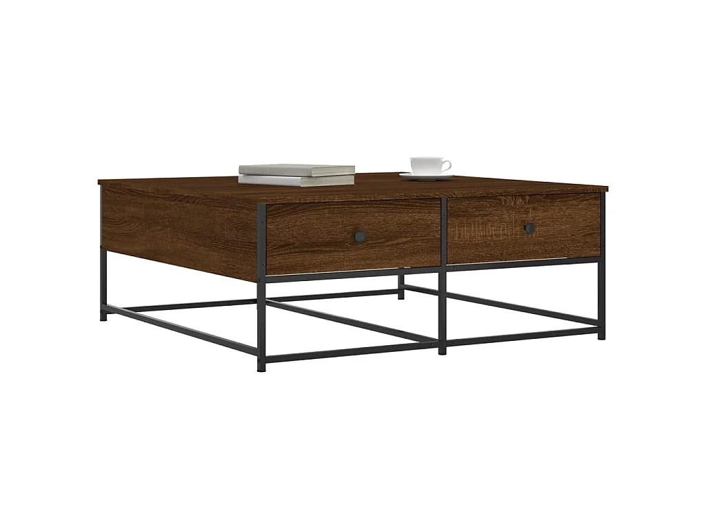 Couchtisch Braun Beistelltisch Eichen-Optik 100x99x40 cm Holzwerkstoff -MN14993