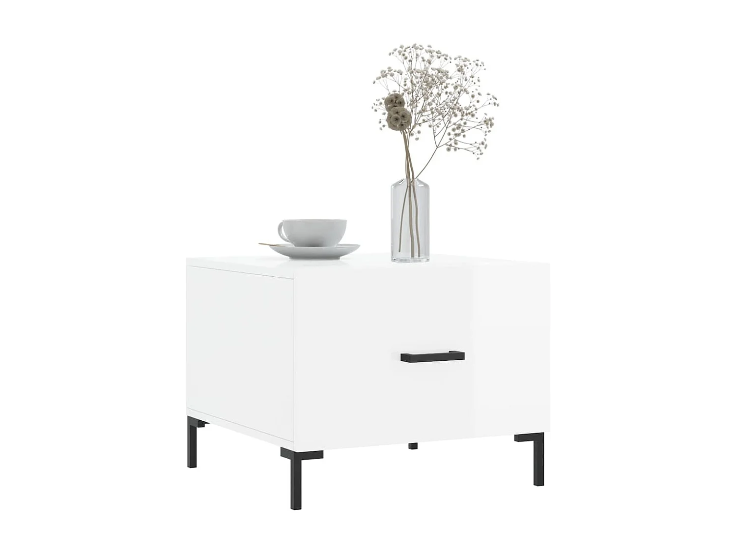 2er-Set Couchtische Beistelltisch Hochglanz-Weiß 50x50x40 cm Holzwerkstoff -MN58077