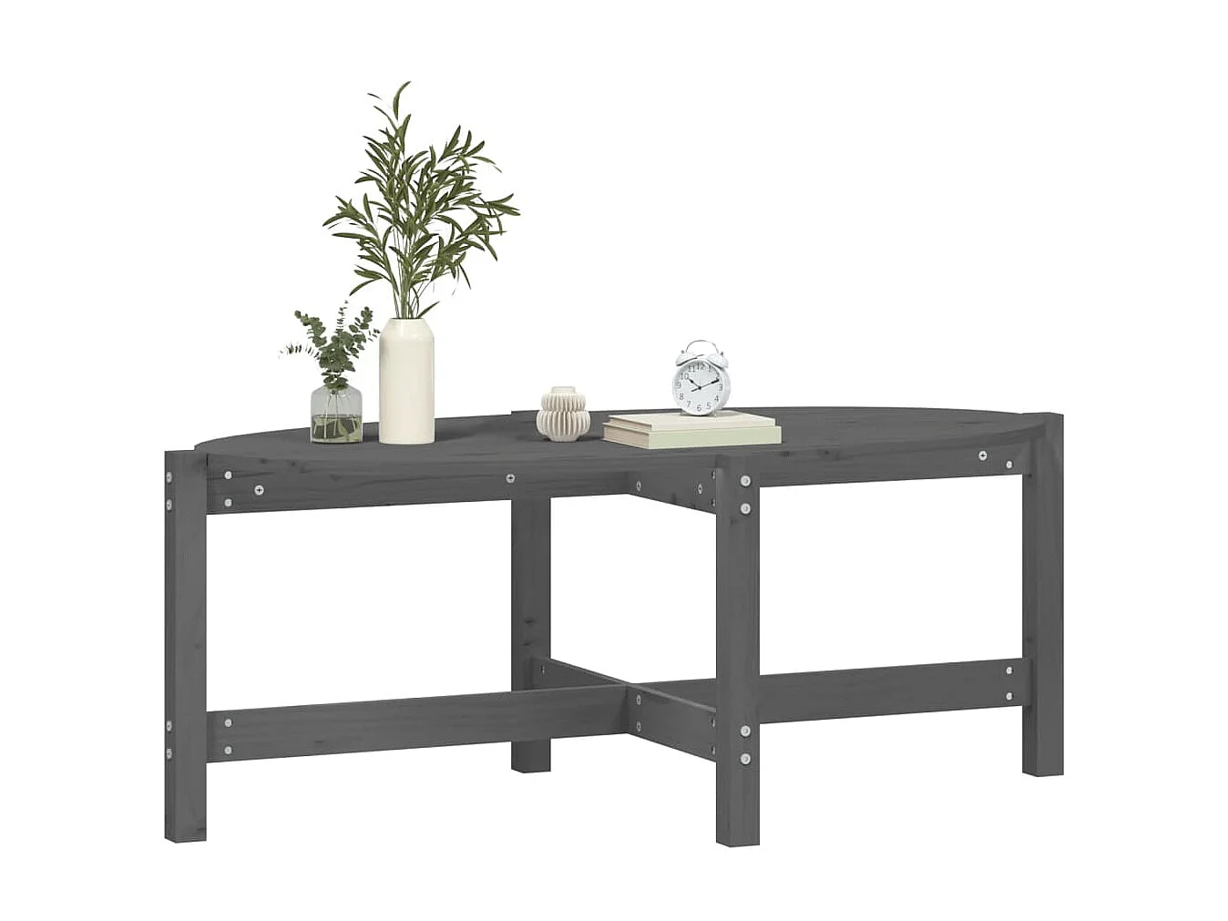 Couchtisch Beistelltisch Grau 118x63x45 cm Massivholz Kiefer -MN49287