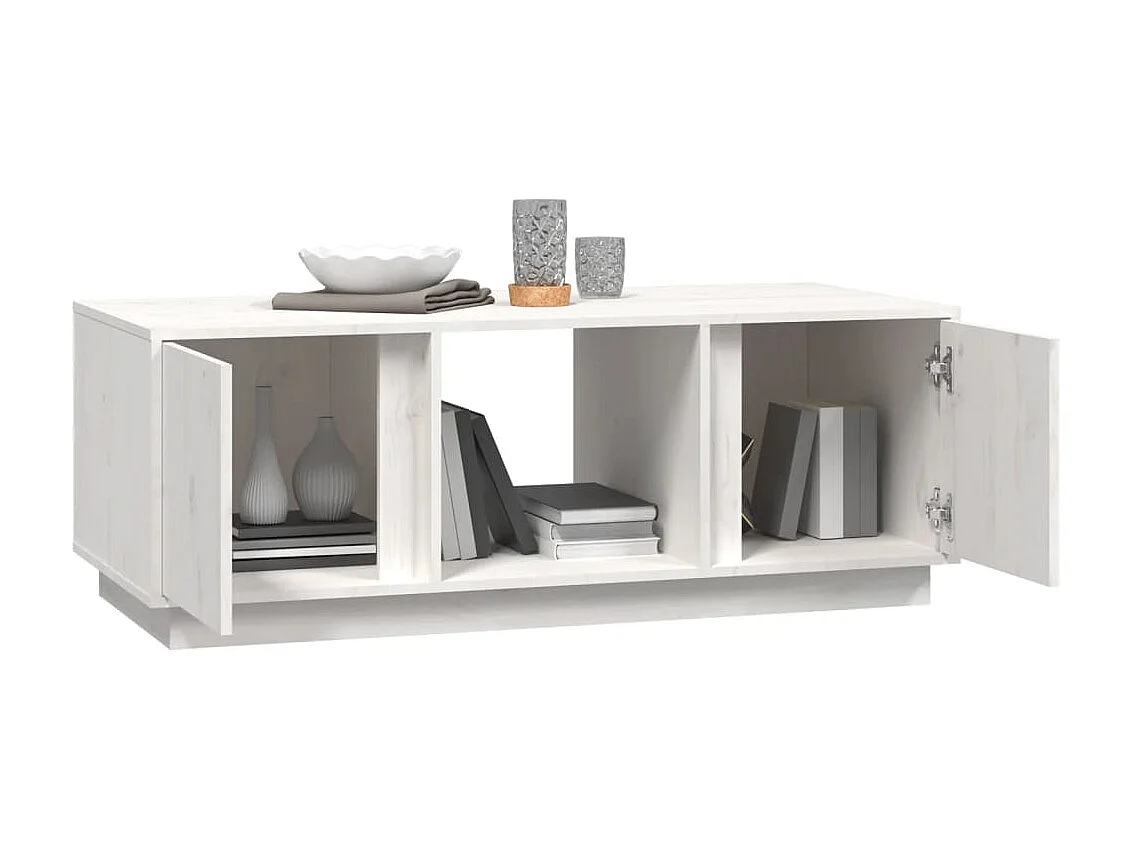 Couchtisch Beistelltisch Weiß 110x50x40 cm Massivholz Kiefer -MN70454