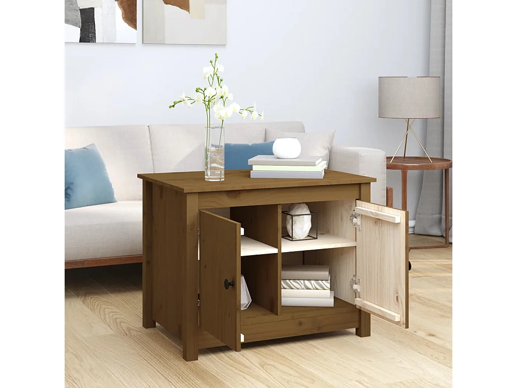 Couchtisch Beistelltisch Honigbraun 71x49x55 cm Massivholz Kiefer -MN62789