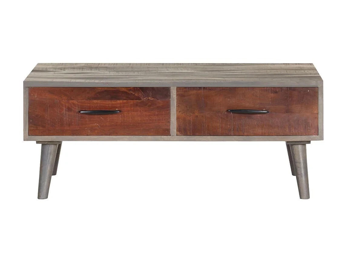 Couchtisch Beistelltisch Grau 100x60x40 cm Raues Mango-Massivholz -MN45675