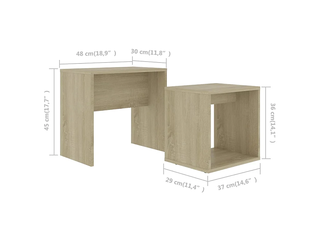 Couchtisch,Beistelltisch-Set Sonoma-Eiche 48 x 30 x 45 cm Holzwerkstoff -MN86545