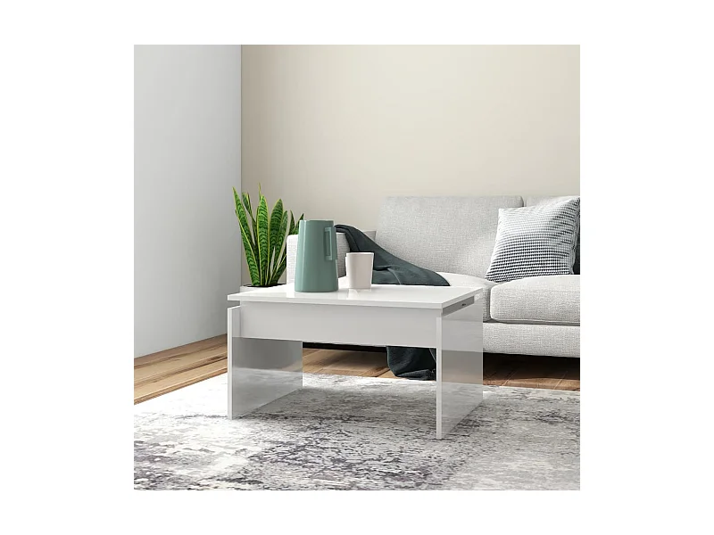 Couchtisch Beistelltisch Hochglanz-Weiß 68x50x38 cm Holzwerkstoff -MN13603