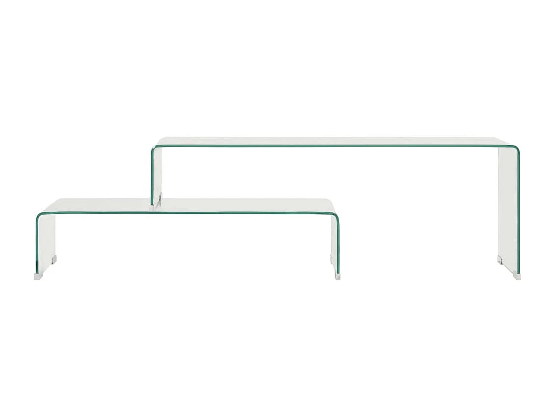 2-tlg. Couchtisch,Beistelltisch-Set 90x30x20/110x30x40 cm Hartglas -MN85435