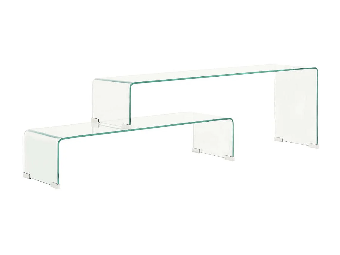 2-tlg. Couchtisch,Beistelltisch-Set 90x30x20/110x30x40 cm Hartglas -MN85435