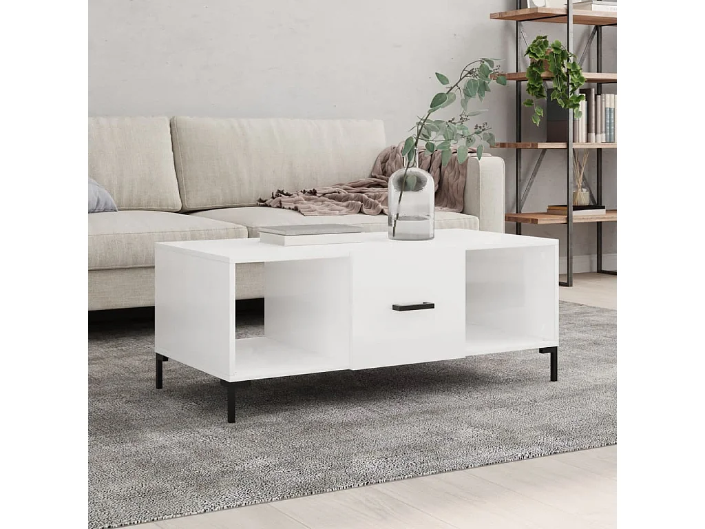 Couchtisch Beistelltisch Hochglanz-Weiß 102x50x40 cm Holzwerkstoff -MN88124