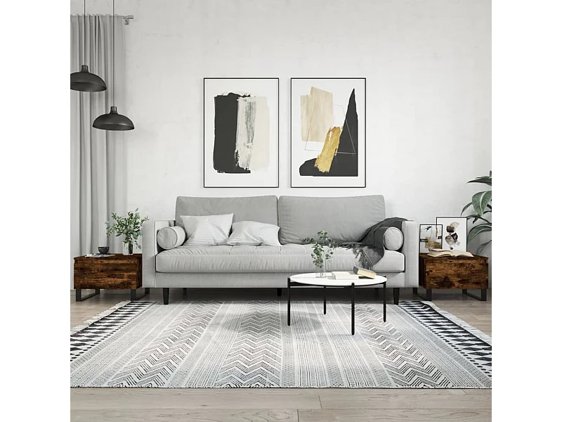 2er-Set Couchtische Beistelltisch Räuchereiche 50x46x35 cm Holzwerkstoff -MN58041