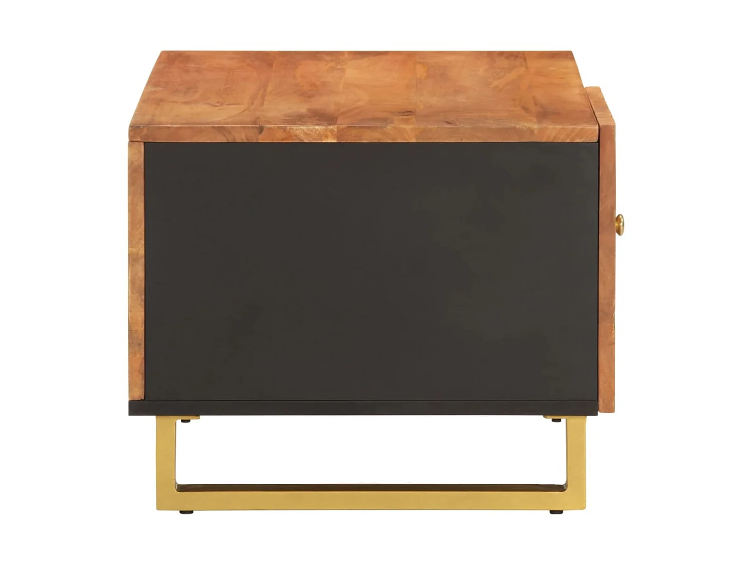 Couchtisch Braun Beistelltisch und Schwarz 80x50x40 cm Massivholz Mango -MN67587