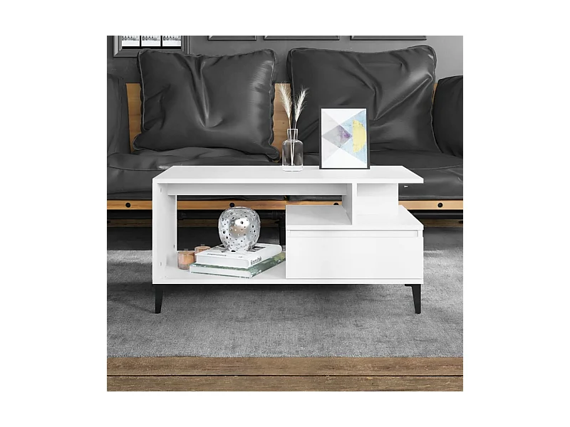 Couchtisch Beistelltisch Weiß 90x49x45 cm Holzwerkstoff -MN15069