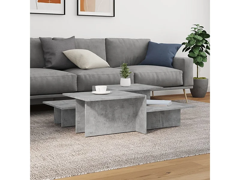 2er-Set Couchtische Beistelltisch Betongrau Holzwerkstoff -MN84055