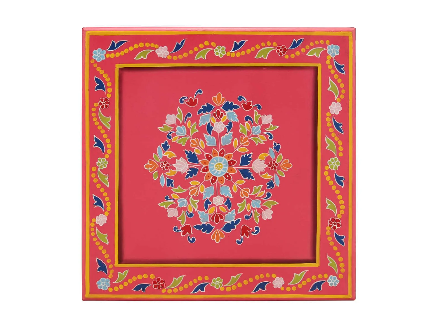 Couchtisch Beistelltisch Rosa Handbemalt Massivholz Mango -MN74587