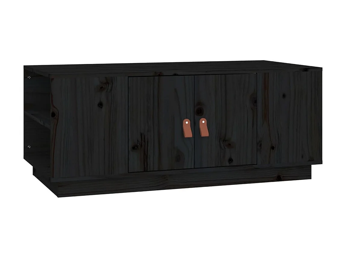 Couchtisch Beistelltisch Schwarz 100x50x41 cm Massivholz Kiefer -MN11372