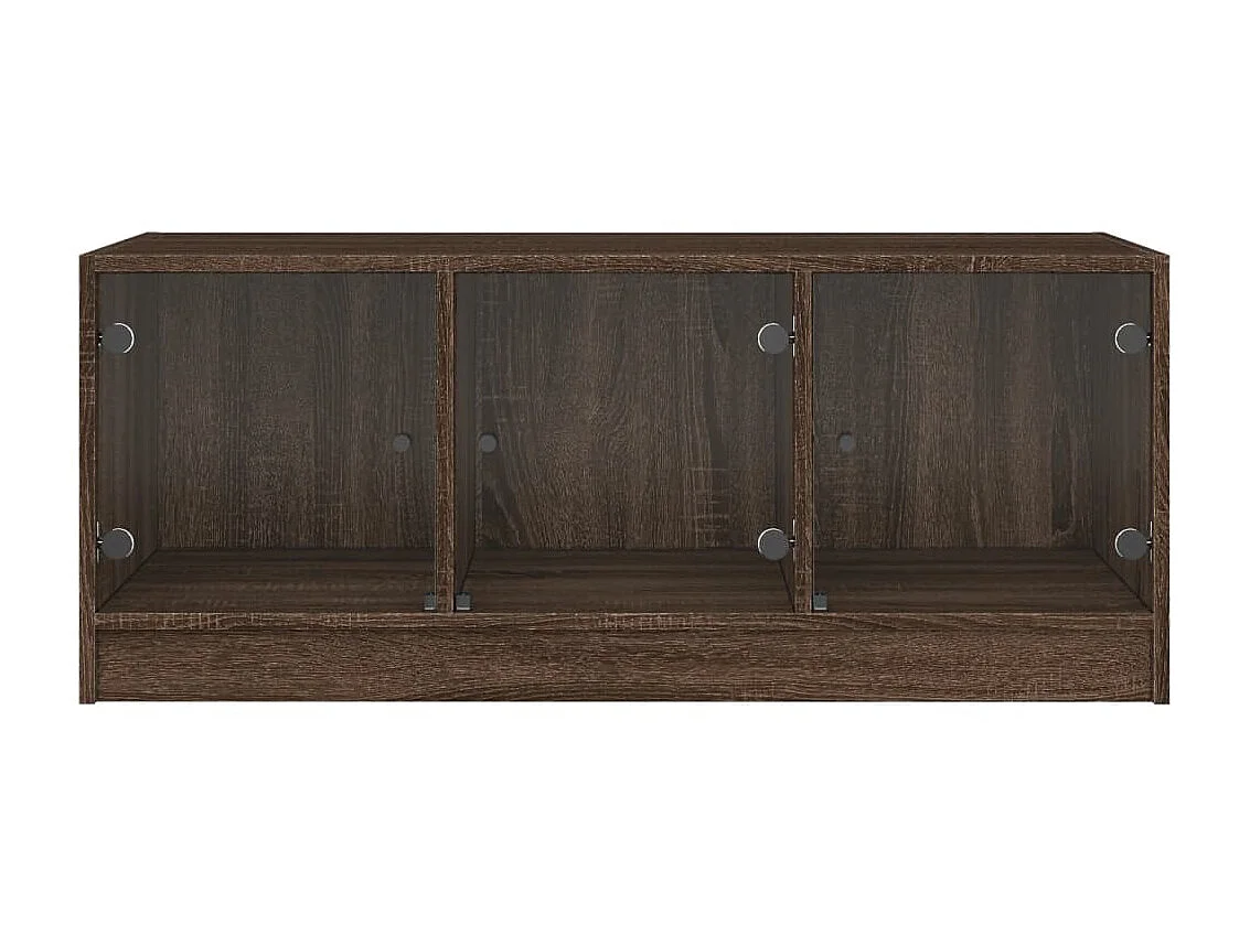 Couchtisch Beistelltisch mit Glastüren Braun Eichen-Optik 102x50x42 cm -MN77254