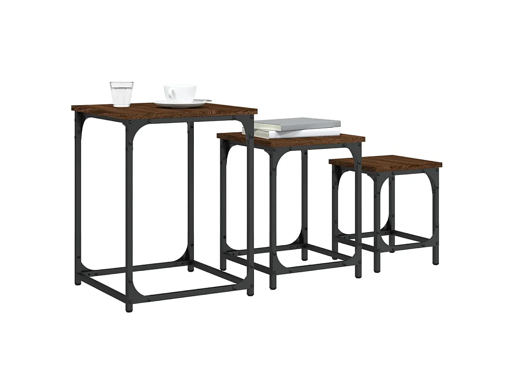 3er-Set Satztische Couchtische Braun Eichen-Optik Holzwerkstoff -MN39167