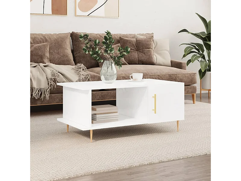 Couchtisch Beistelltisch Hochglanz-Weiß 90x50x40 cm Holzwerkstoff -MN48407