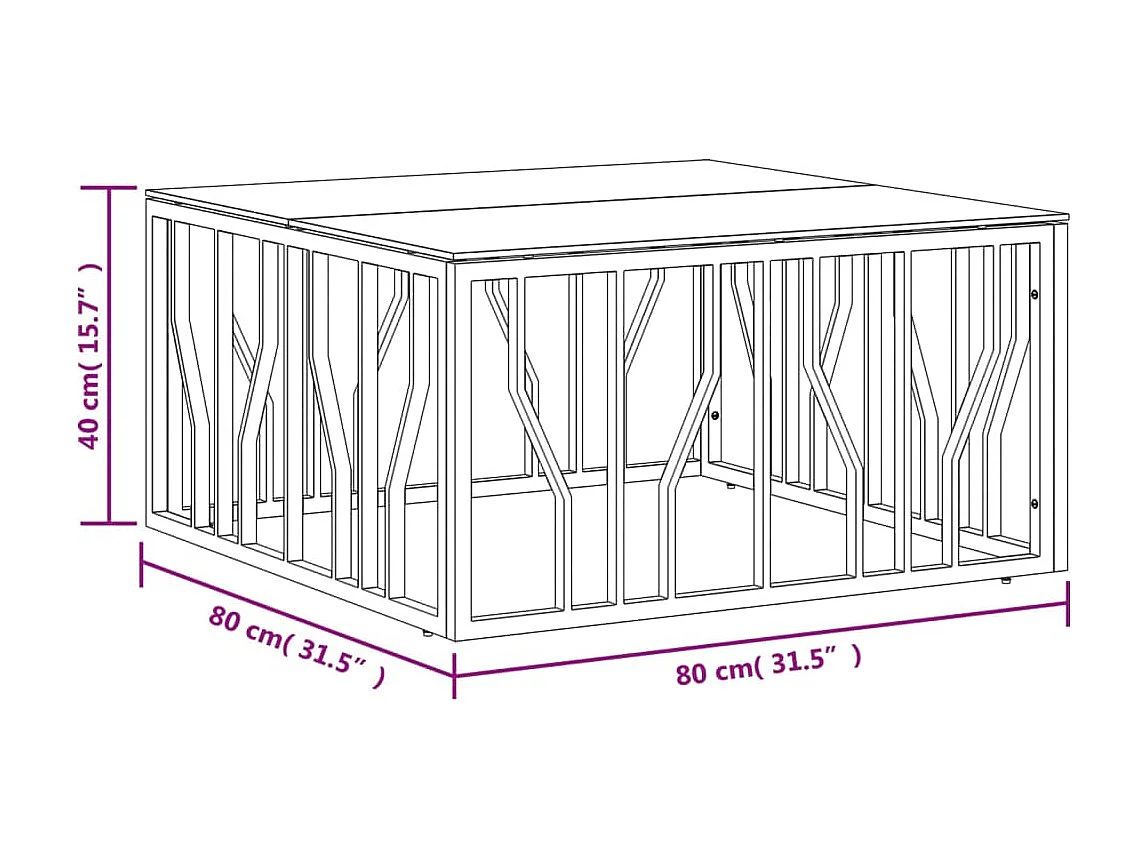 Couchtisch Beistelltisch Golden 80x80x40 cm Edelstahl und Glas -MN95314