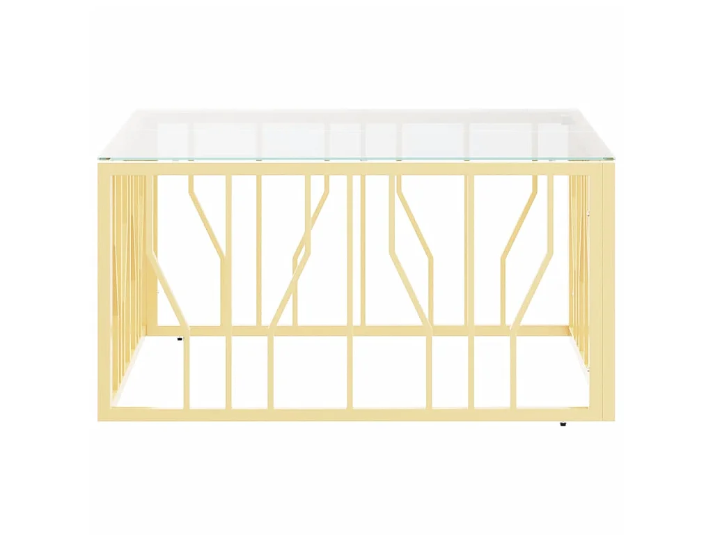 Couchtisch Beistelltisch Golden 80x80x40 cm Edelstahl und Glas -MN95314