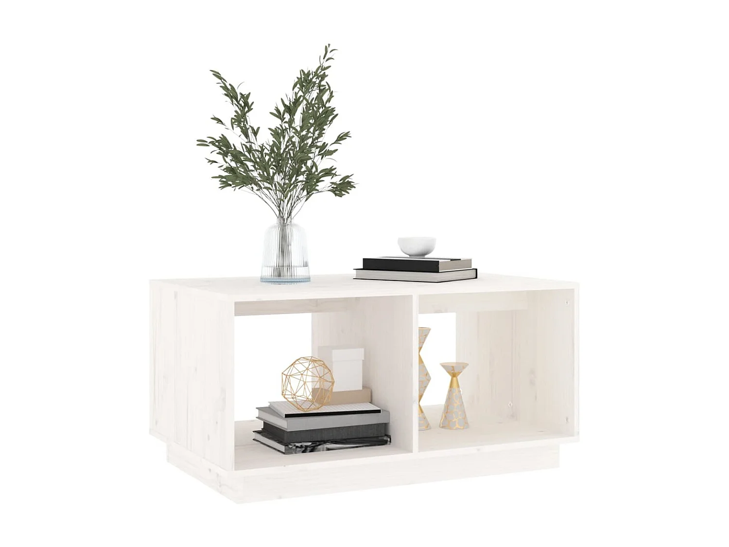 Couchtisch Beistelltisch Weiß 80x50x40 cm Massivholz Kiefer -MN66666