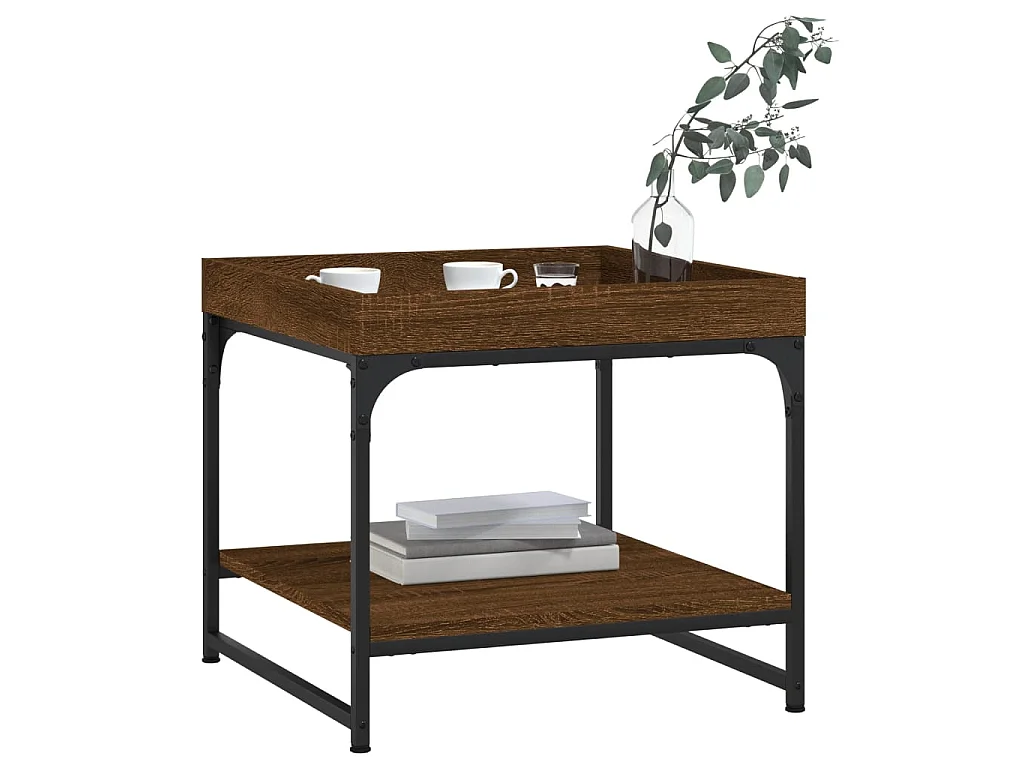 Couchtisch Braun Beistelltisch Eichen-Optik 49,5x49,5x45 cm Holzwerkstoff -MN14471