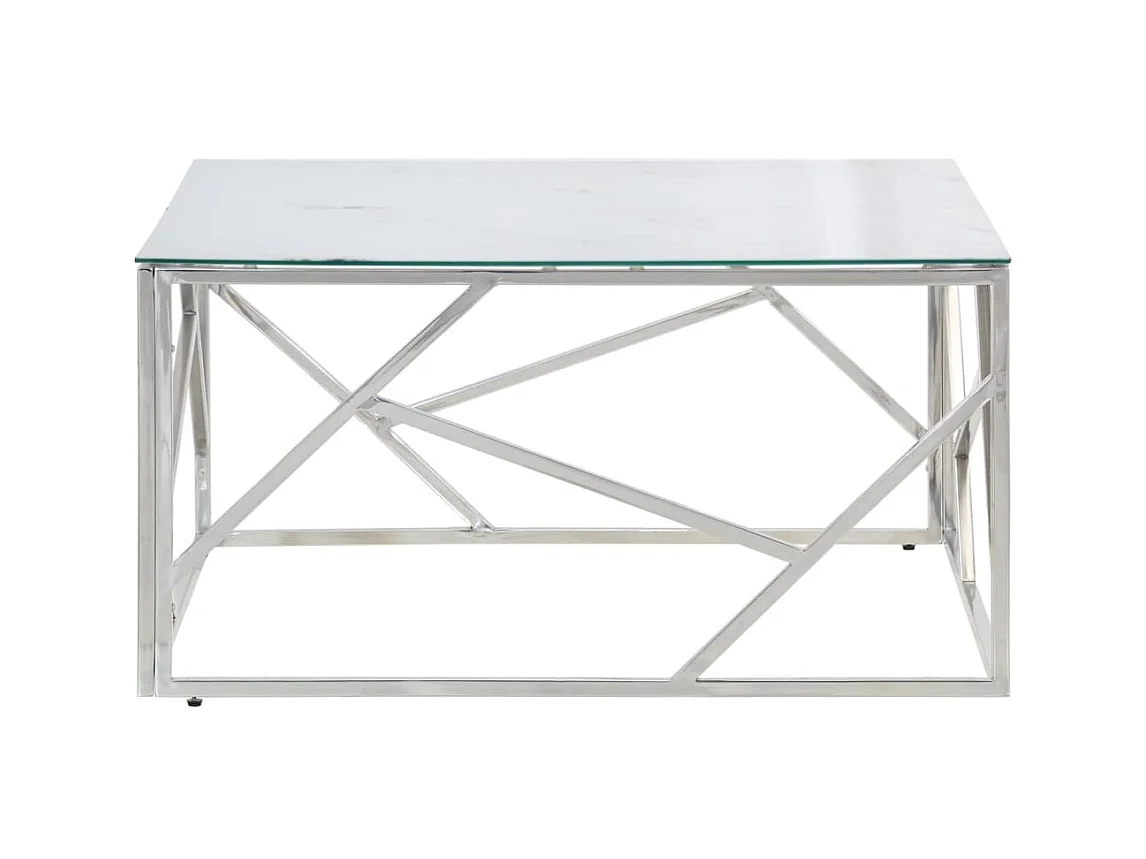 Couchtisch Beistelltisch Silbern Edelstahl und Hartglas -MN43819