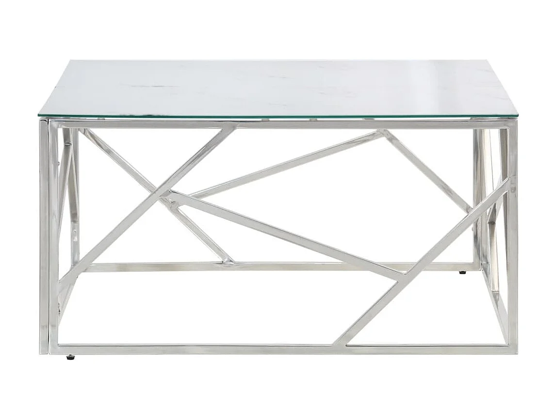 Couchtisch Beistelltisch Silbern Edelstahl und Hartglas -MN43819
