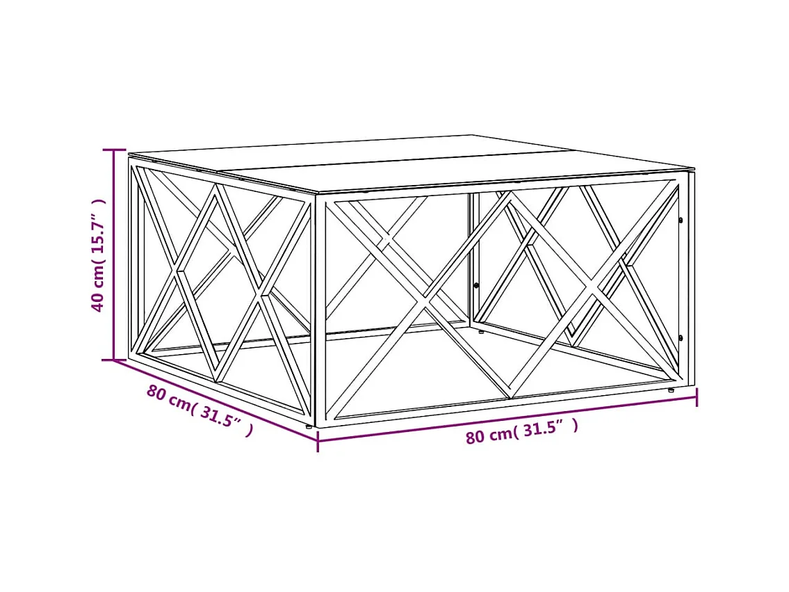 Couchtisch Beistelltisch 80x80x40 cm Edelstahl und Glas -MN46159