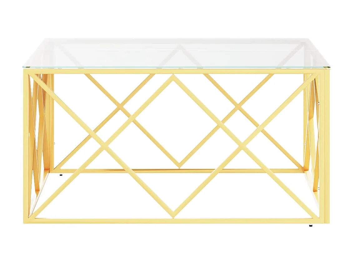 Couchtisch Beistelltisch 80x80x40 cm Edelstahl und Glas -MN46159