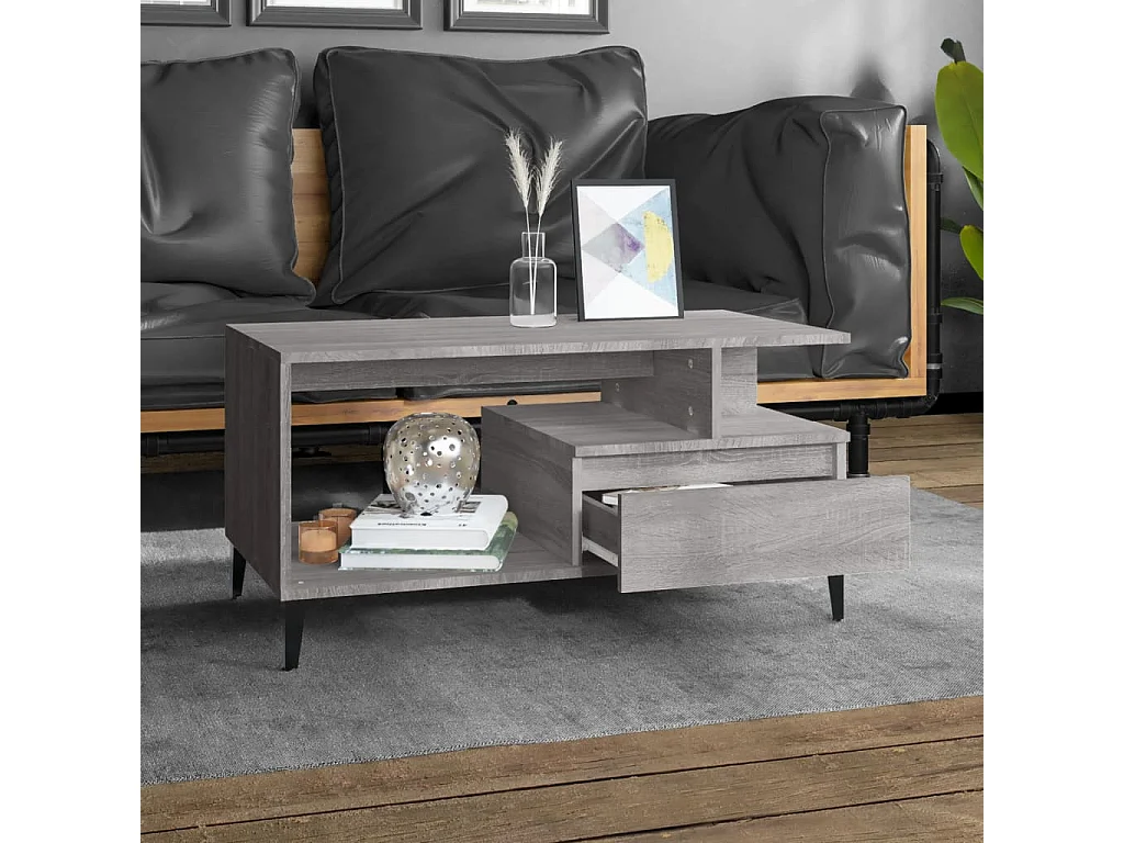 Couchtisch Beistelltisch Grau Sonoma 90x49x45 cm Holzwerkstoff -MN93280