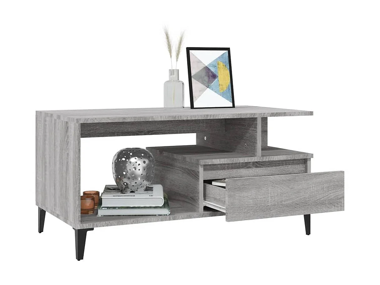 Couchtisch Beistelltisch Grau Sonoma 90x49x45 cm Holzwerkstoff -MN93280
