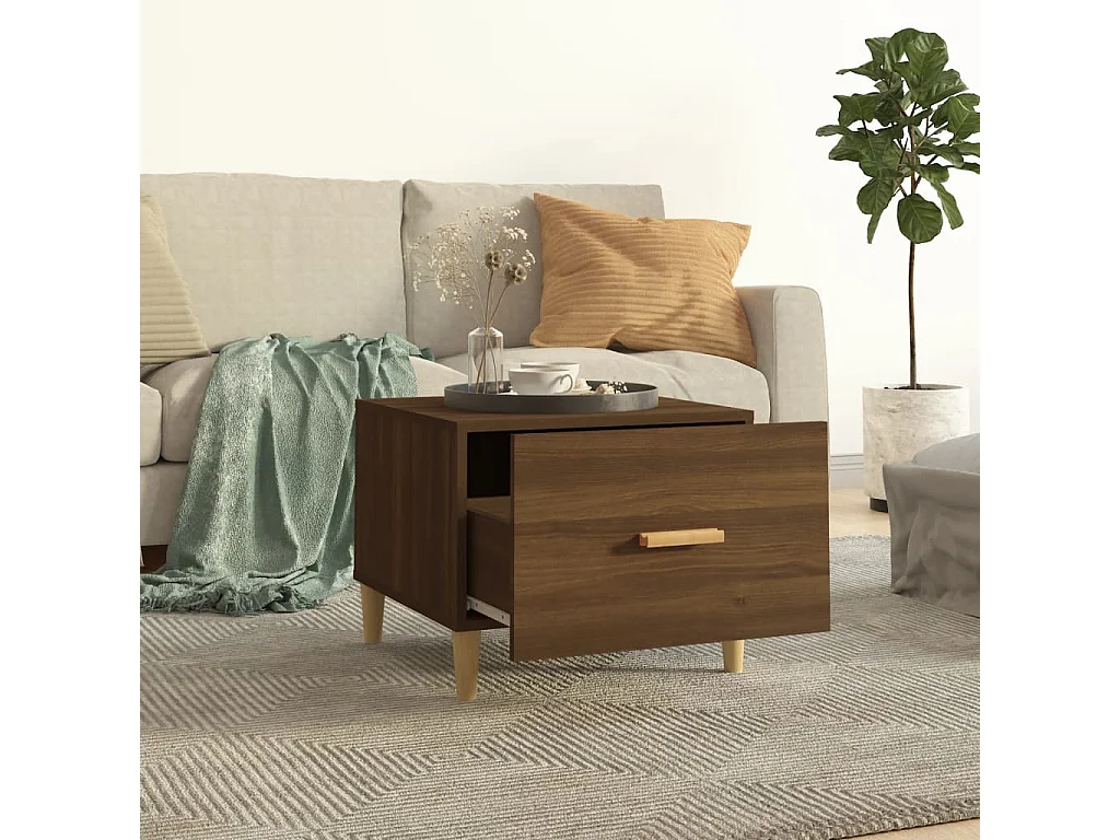 Couchtisch Braun Beistelltisch Eiche 50x50x40 cm Holzwerkstoff -MN71750