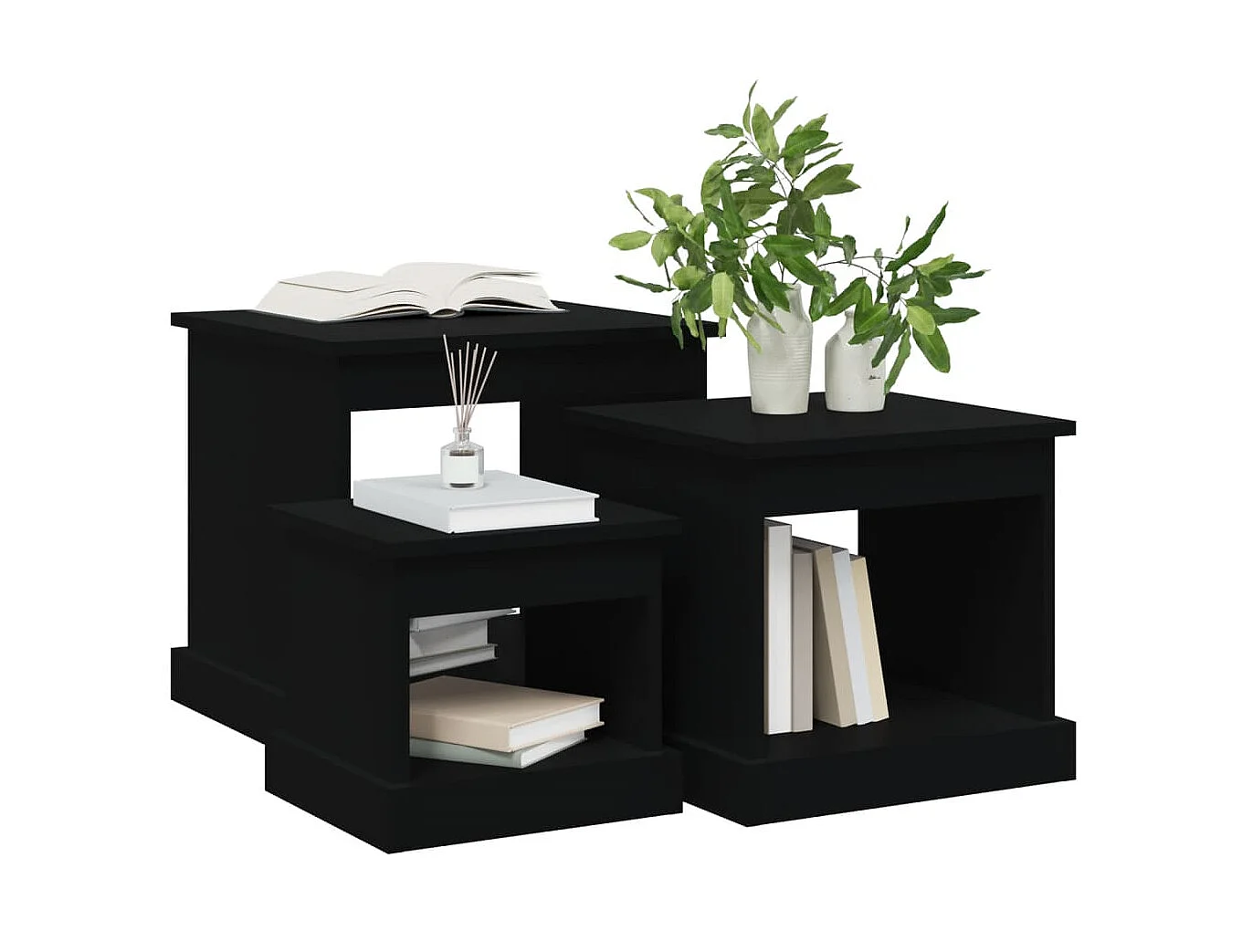 3er-Set Couchtische Beistelltisch Schwarz Holzwerkstoff -MN98070