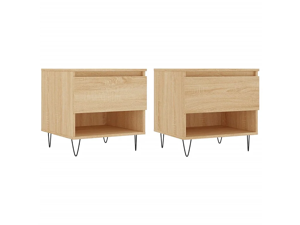 2er-Set Couchtische Beistelltisch Sonoma-Eiche 50x46x50 cm Holzwerkstoff -MN28179