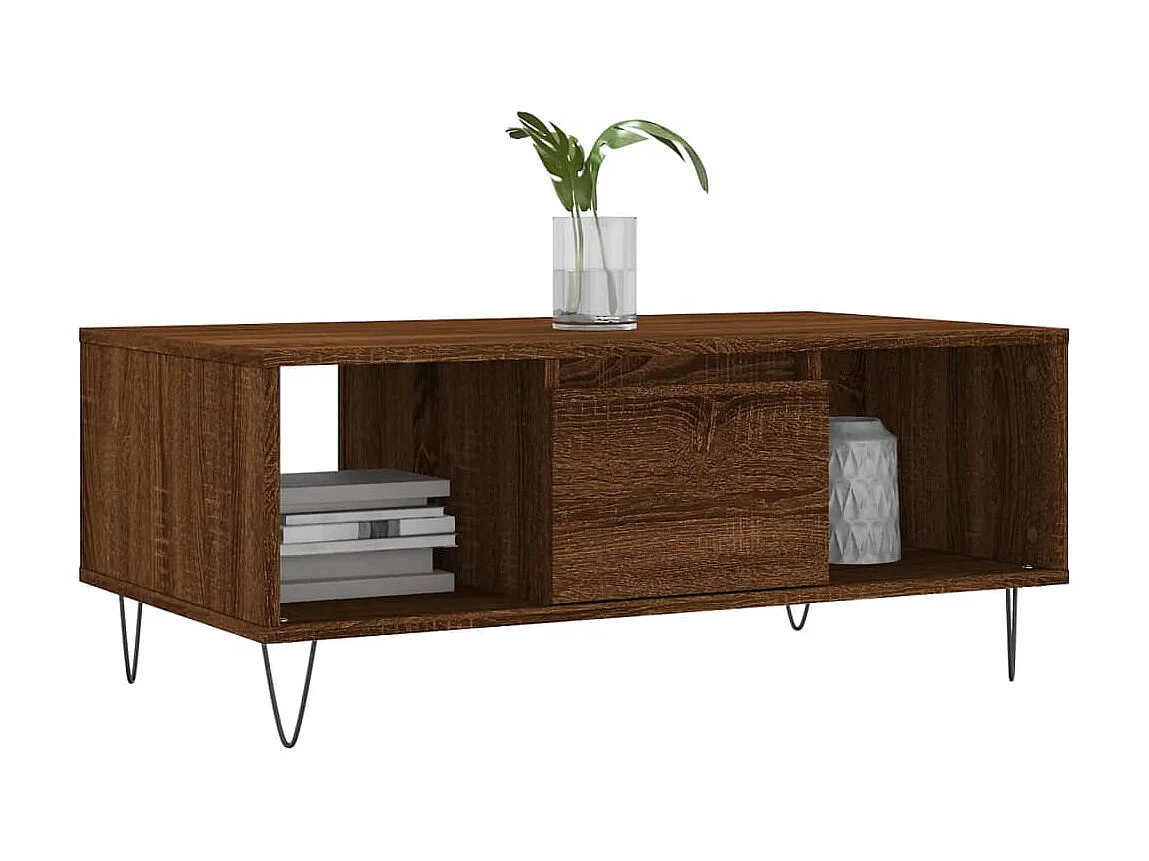 Couchtisch Braun Beistelltisch Eichen-Optik 90x50x36,5 cm Holzwerkstoff -MN55707