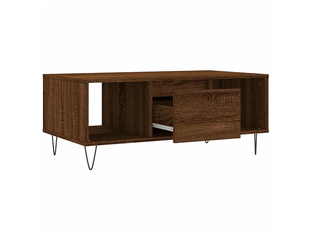 Couchtisch Braun Beistelltisch Eichen-Optik 90x50x36,5 cm Holzwerkstoff -MN55707