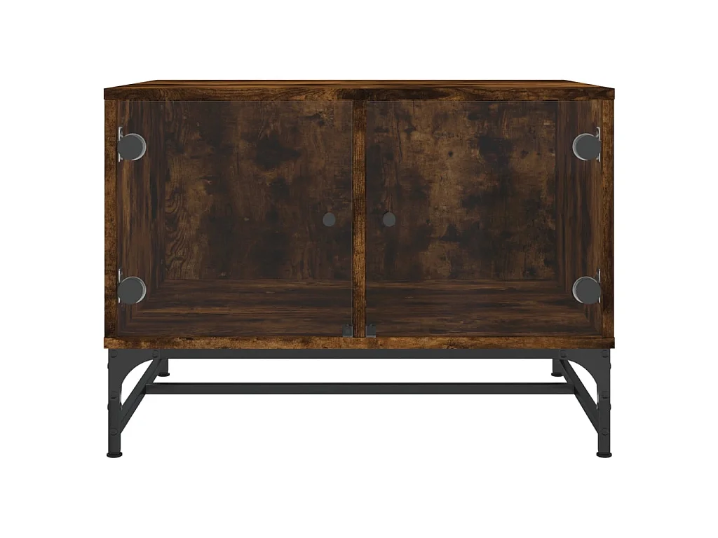 Couchtisch Beistelltisch mit Glastüren Räuchereiche 68,5x50x50 cm -MN39844