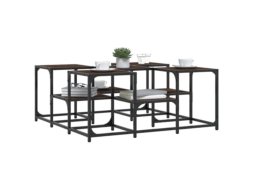 Couchtisch Braun Beistelltisch Eichen-Optik 91x91x40 cm Holzwerkstoff -MN21399