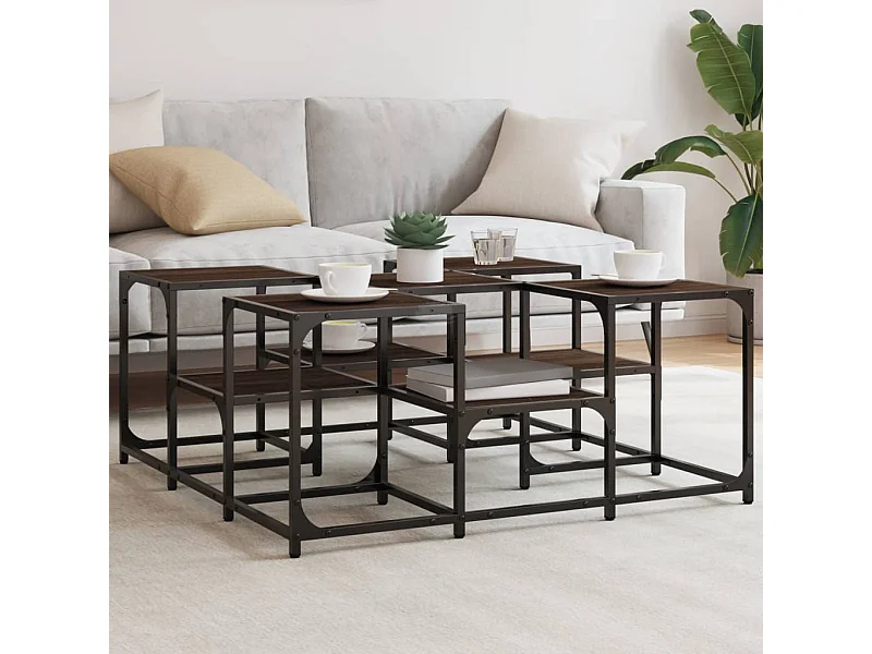 Couchtisch Braun Beistelltisch Eichen-Optik 91x91x40 cm Holzwerkstoff -MN21399