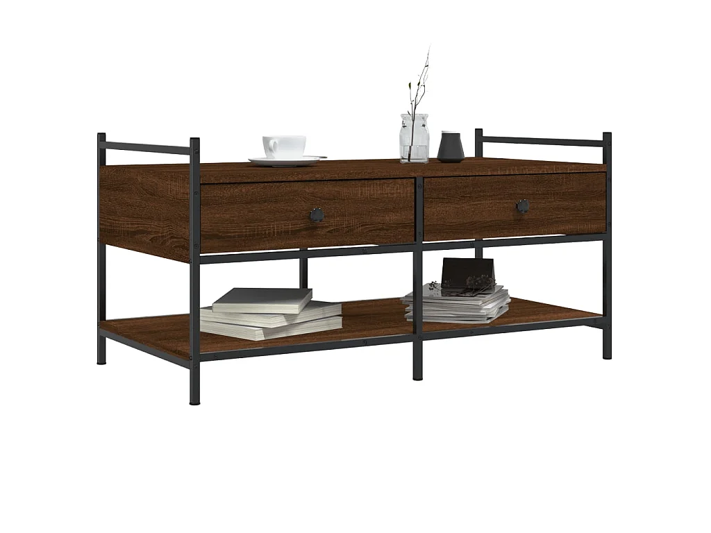 Couchtisch Braun Beistelltisch Eichen-Optik 99x50x50 cm Holzwerkstoff -MN14047