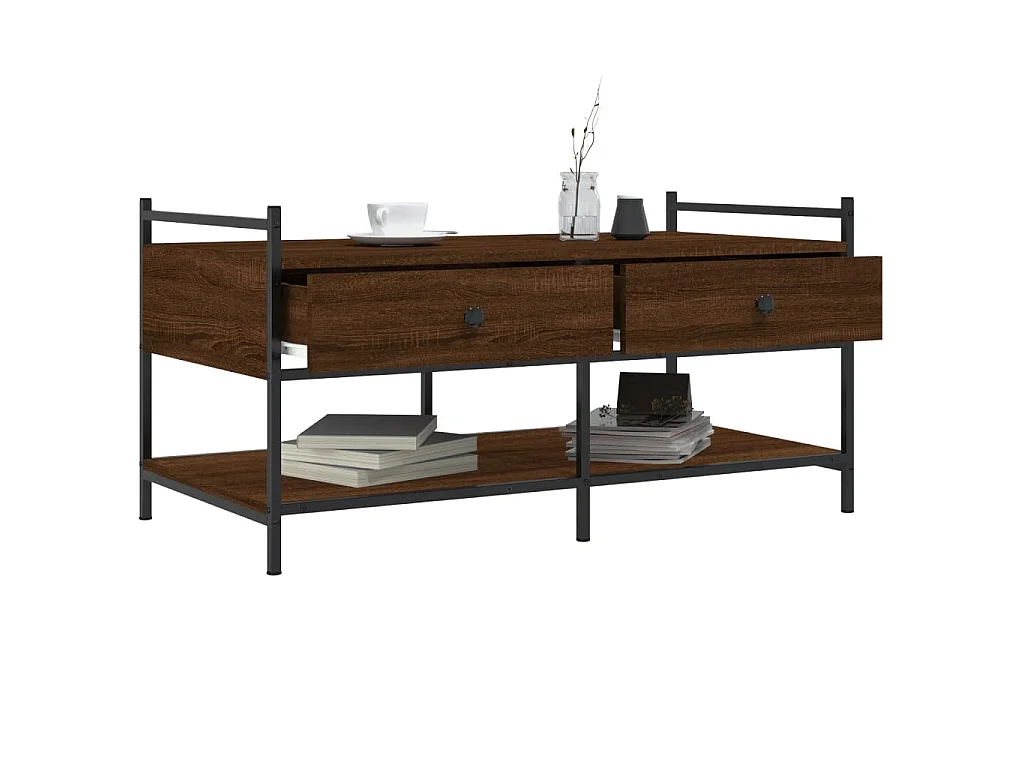 Couchtisch Braun Beistelltisch Eichen-Optik 99x50x50 cm Holzwerkstoff -MN14047