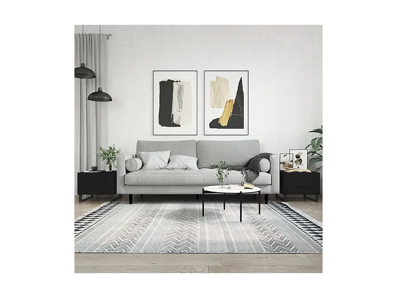 2er-Set Couchtische Beistelltisch Schwarz 50x50x40 cm Holzwerkstoff -MN11633