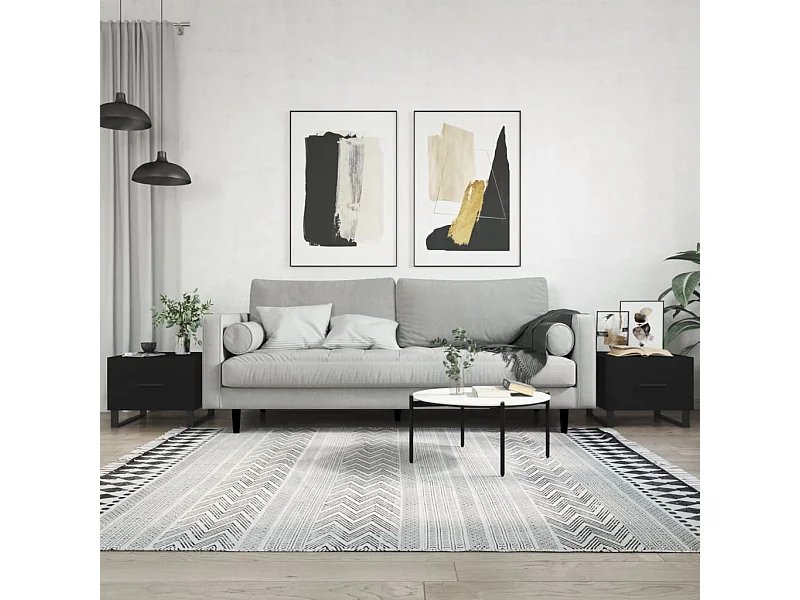 2er-Set Couchtische Beistelltisch Schwarz 50x50x40 cm Holzwerkstoff -MN11633