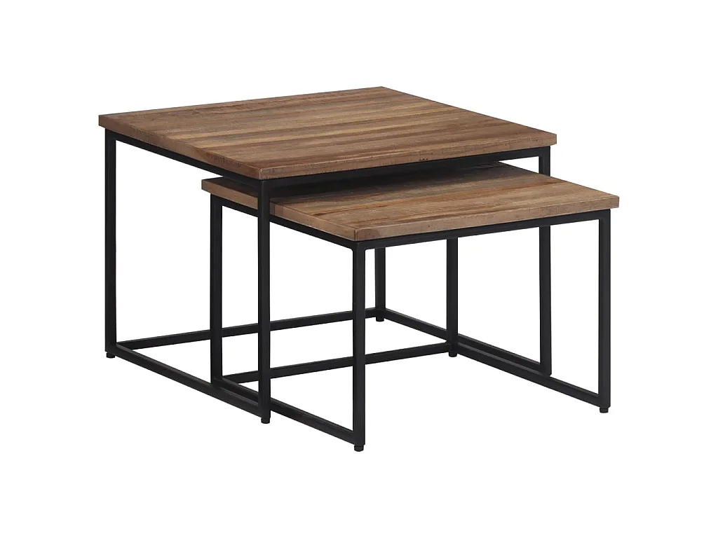2er-Set Satztische Couchtische Massivholz Teak -MN40474