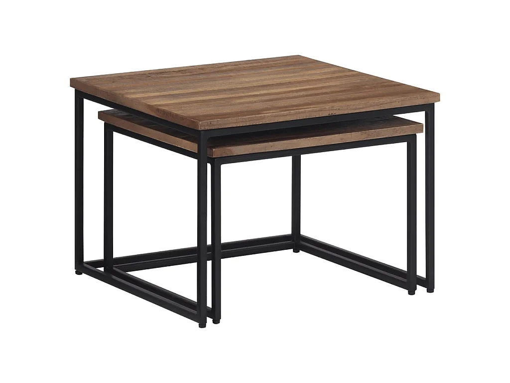 2er-Set Satztische Couchtische Massivholz Teak -MN40474
