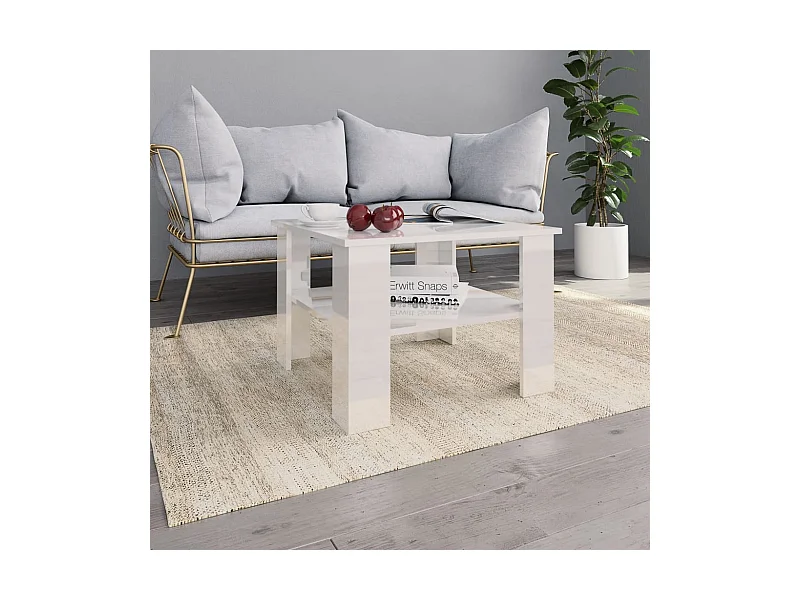 Couchtisch Beistelltisch Hochglanz-Weiß 60x60x42 cm Holzwerkstoff -MN33963