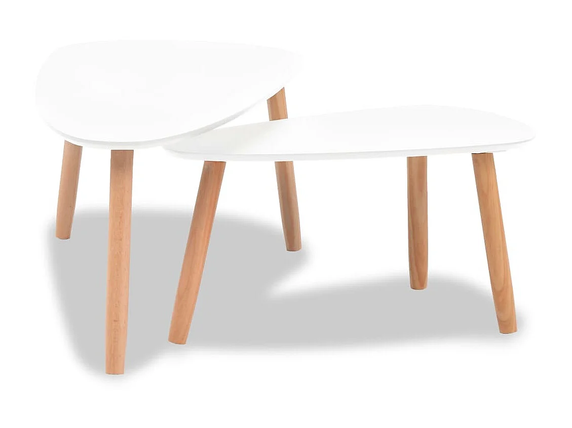 Beistelltisch-2er-Set Kiefernholz Massiv Weiß -MN98990