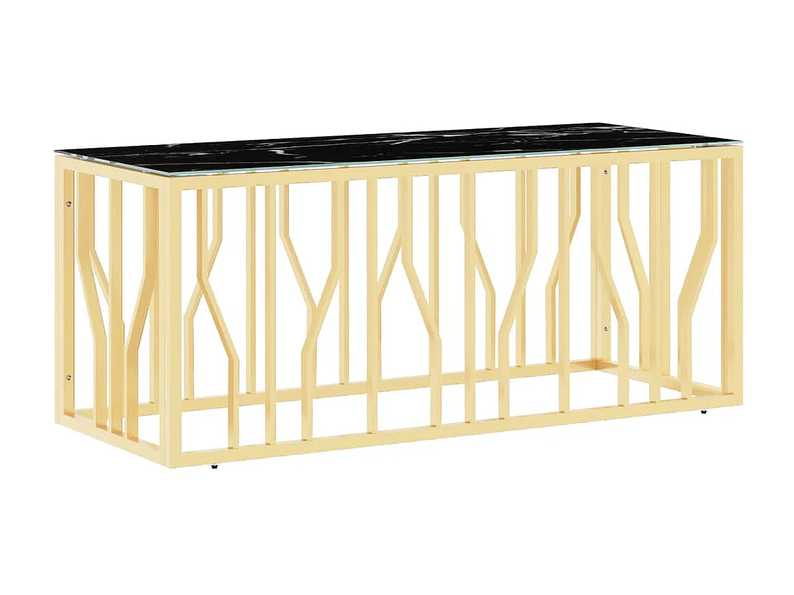 Couchtisch Beistelltisch Golden 110x45x45 cm Edelstahl und Glas -MN84281