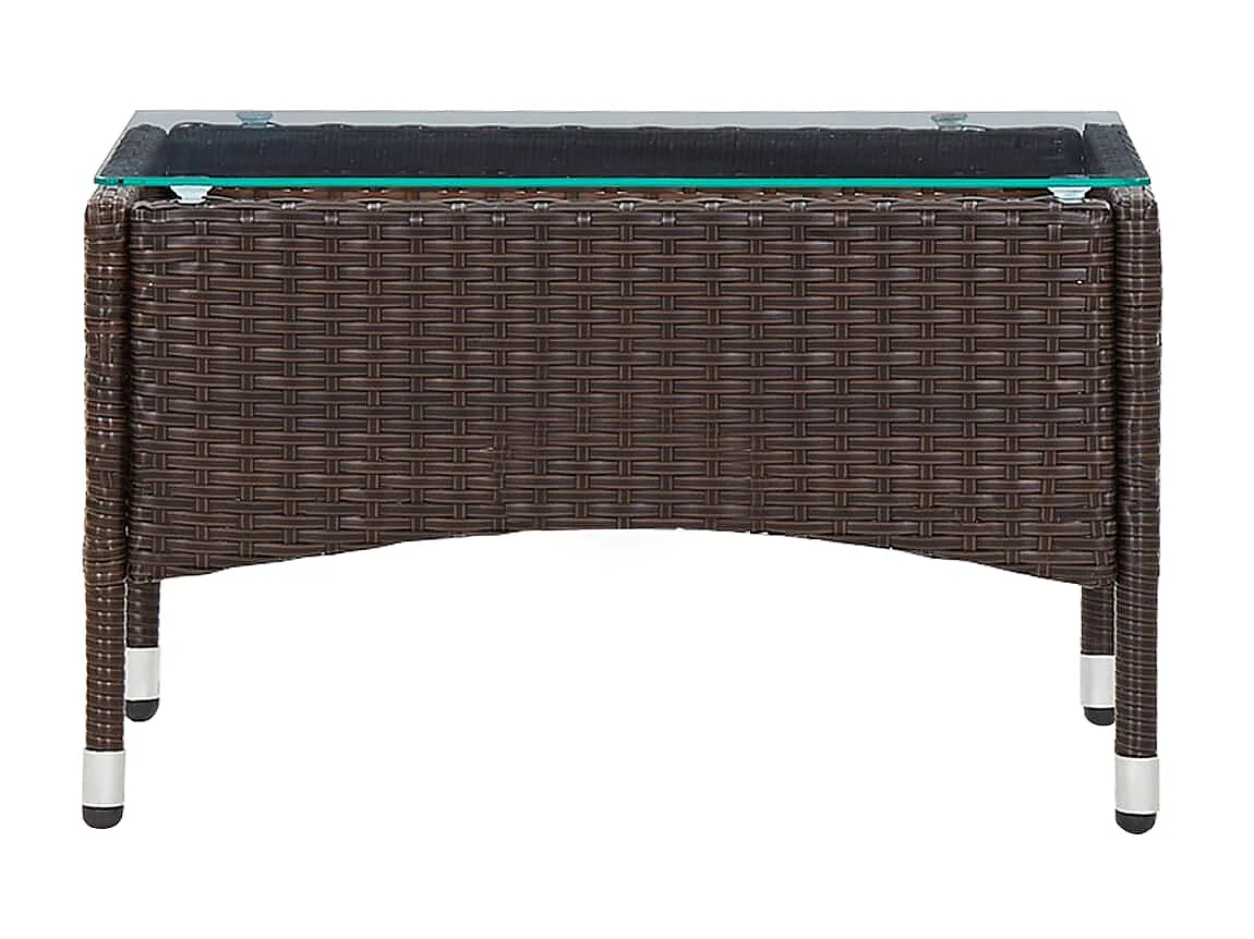 Couchtisch Braun Beistelltisch 60 x 40 x 36 cm Poly Rattan -MN25336