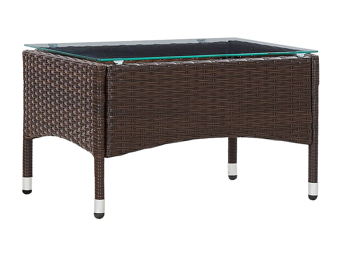 Couchtisch Braun Beistelltisch 60 x 40 x 36 cm Poly Rattan -MN25336